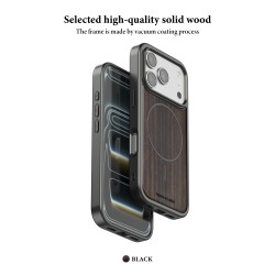 Funda PULOKA de Madera Real MagSafe iPhone 17 Pro Max · Marco Metálico Premium | Wephone Mayorista