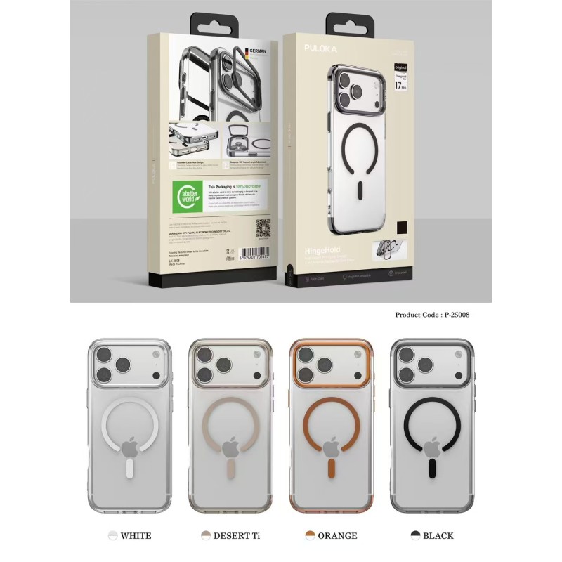 Funda PULOKA Magnética con Soporte Cámara para iPhone 17 Pro Max | Wephone Mayorista