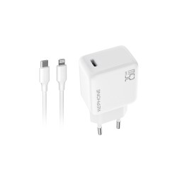 Wephone WA10-CL – Cargador rápido 25W GaN USB-C PD | Cable C–Lightning | Certificación TUV | Mayorista de accesorios móviles en