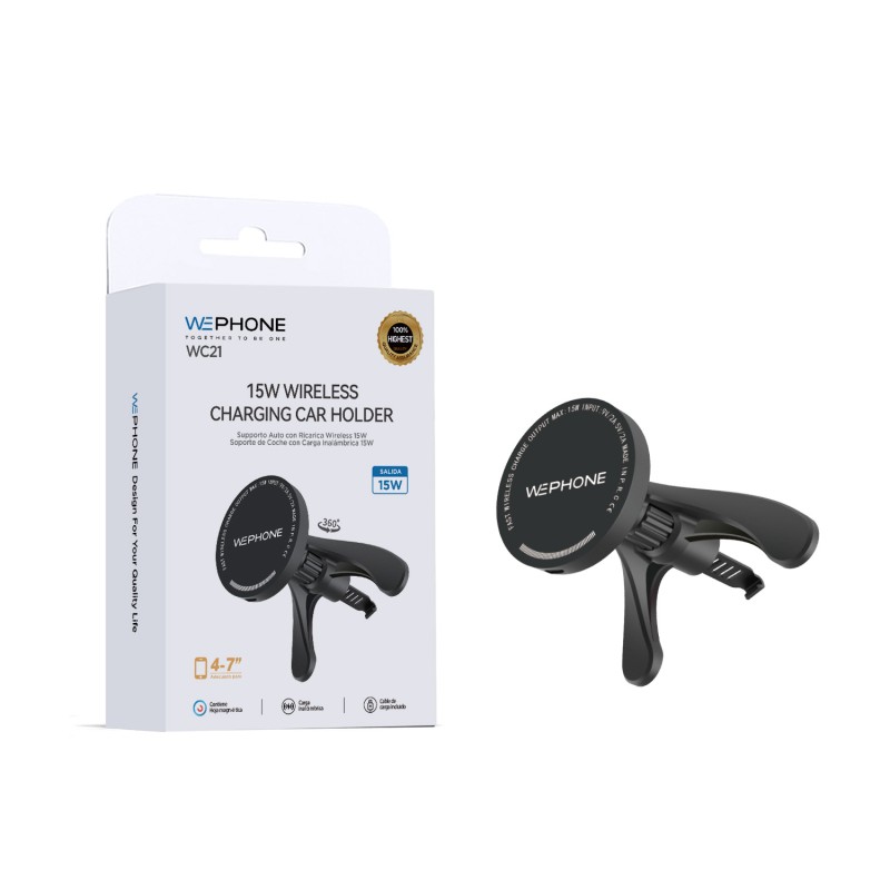 Soporte Coche con Carga Inalámbrica 15W Wephone WC21 | Mayorista España