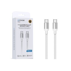 Cable USB-C a USB-C 60W Trenzado Blanco WePhone WD32 | Mayorista