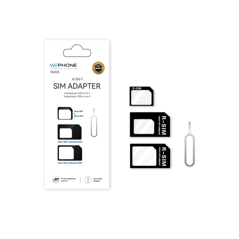 Adaptador SIM 4 en 1 WEPHONE | Nano, Micro y SIM Estándar
