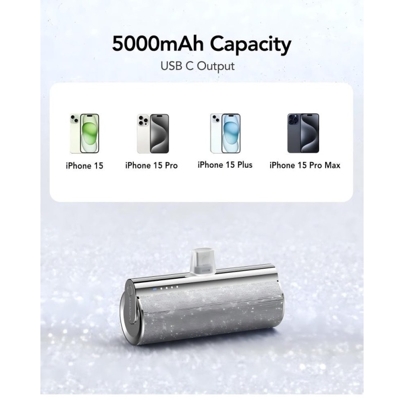 Power Bank 5000mAh Lipstick Lightning para iPhone 15 | Cargador Portátil Brillante | Wephone Mayorista