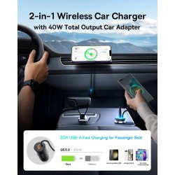 Baseus CW01 Soporte Magnético de Coche con Carga Inalámbrica · 15W Wireless + 25W USB-A · Original