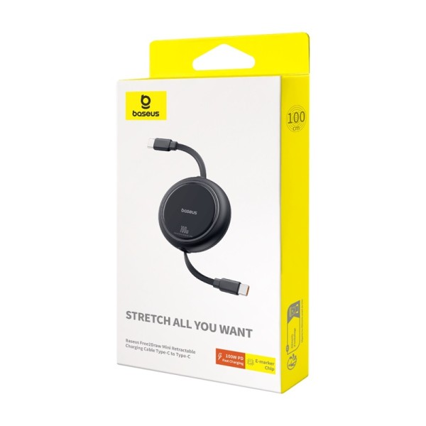 Baseus Free2Draw Mini 100W - Cable USB-c Retráctil PD - Alta Rotación