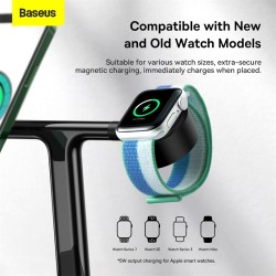 Cargador Inalámbrico Baseus 3 en 1 Magnético 15W | iPhone, Watch y Auriculares Qi