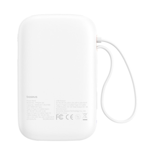 power bank - cargador portatil baseus qpow 2 10000mAh 30W USB-C integrado