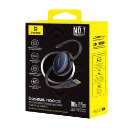 Baseus Nomos Cable Retráctil USB-C a USB-C 100W 1.5m Cosmic Black (PD) | Mayorista