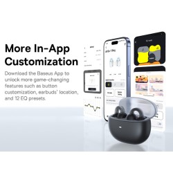 Baseus AirGo 1 Ring Open-Ear TWS BT 5.3 Negro | Wephone Mayorista