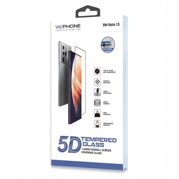 Cristal Curvo 5D Full Glue Negro para Redmi Note 15 | Wephone Mayorista